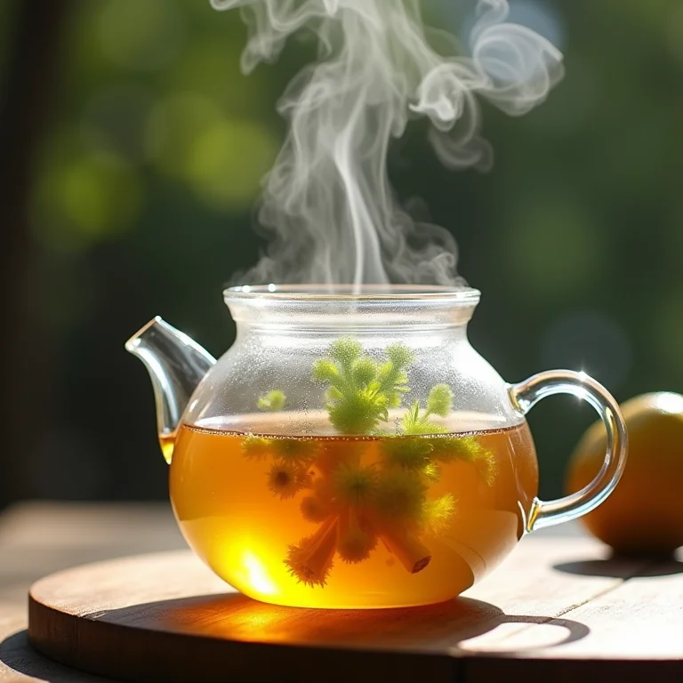 Preparo do chá de capim limão e gengibre em bule de vidro.