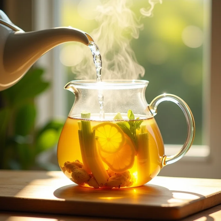 Preparo do chá de capim santo e gengibre