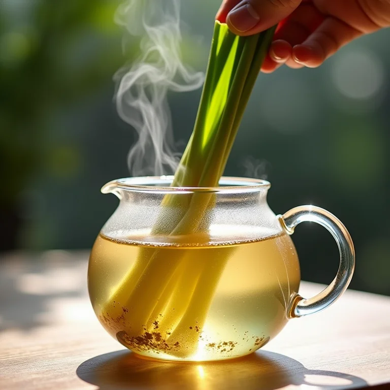Preparo do chá de capim santo em bule de vidro