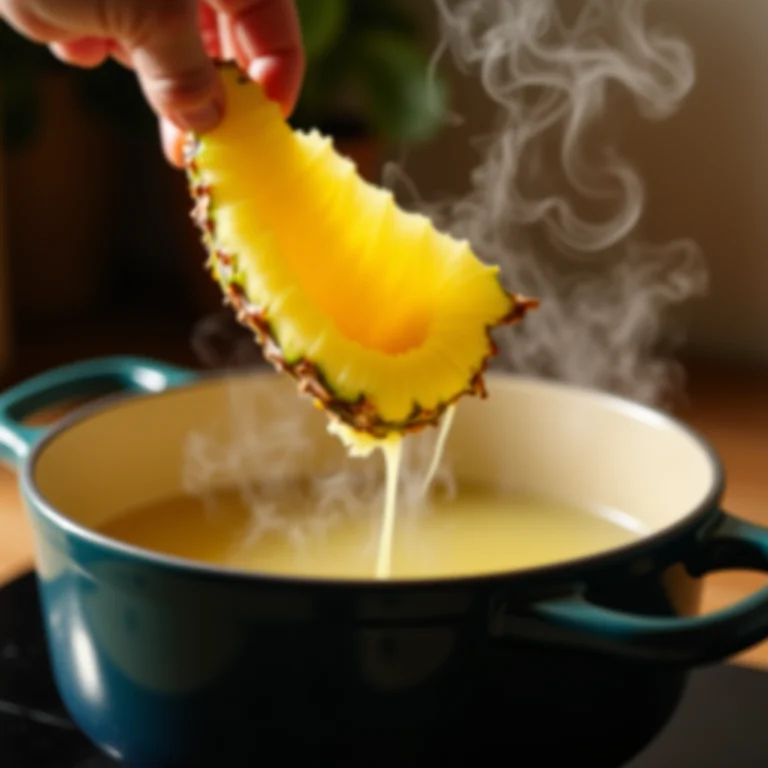 Preparo do chá de casca de abacaxi no fogão