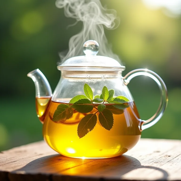 Preparo do chá de erva cidreira em bule de vidro