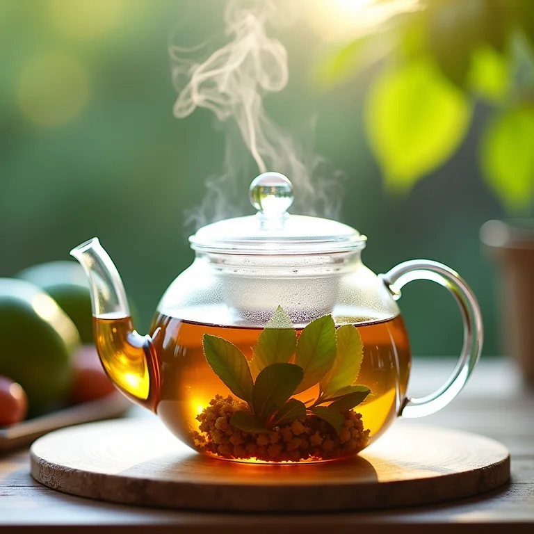 Preparo do chá de folha de goiaba.