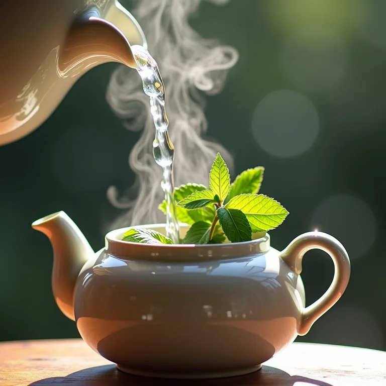 Preparo do chá de sálvia e hortelã