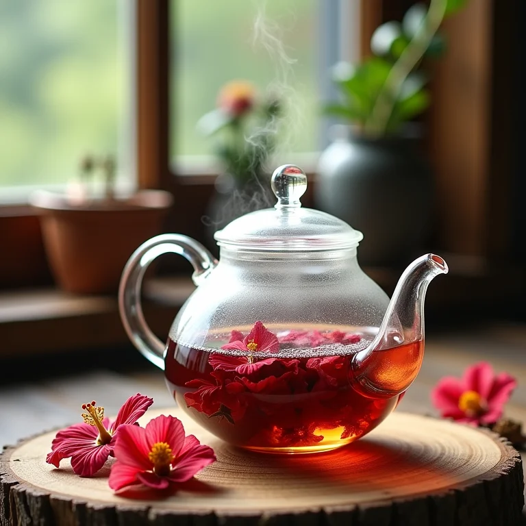 Preparo do chá gelado de hibisco.