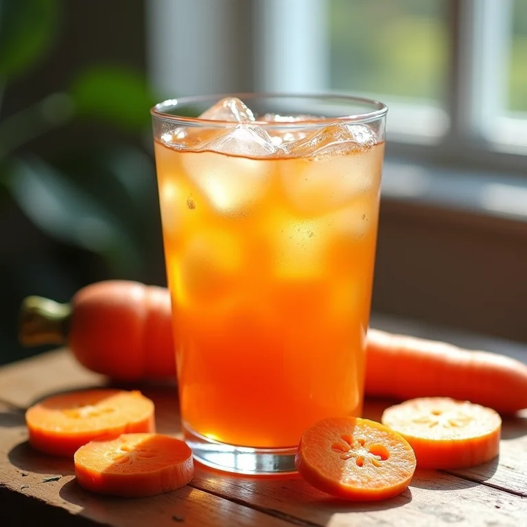 Preparo do chá gelado turbinado com cenoura