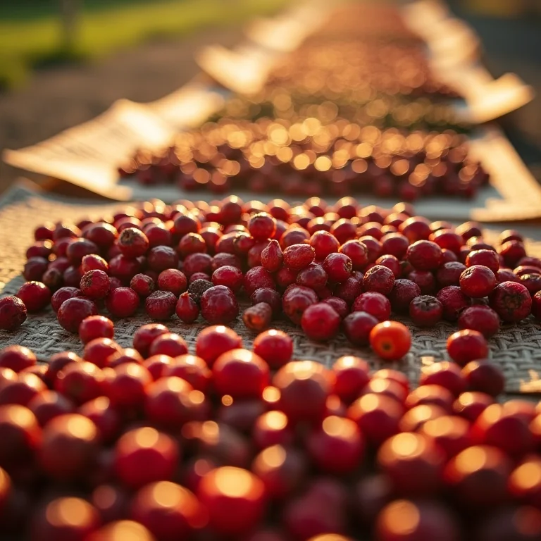 Processo de secagem da pimenta do reino.