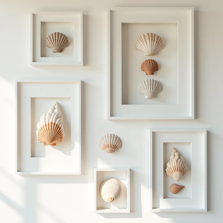 Quadros decorativos com conchas