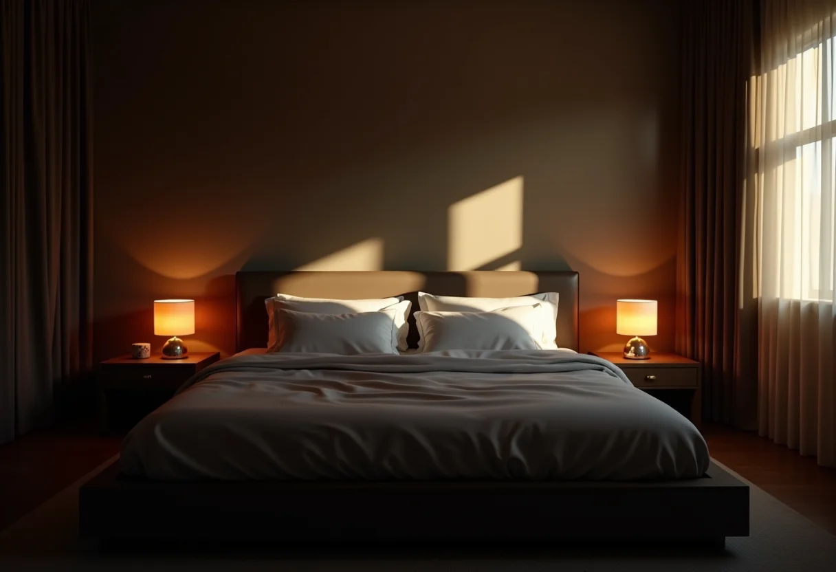 Quarto com iluminação inadequada contrastando com quarto bem iluminado