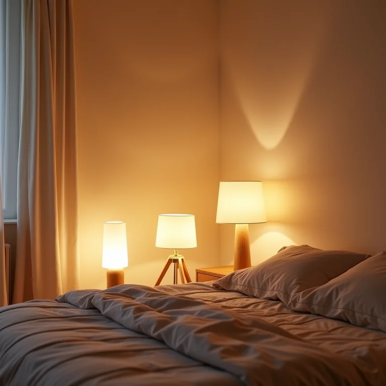 Quarto com iluminação multicamadas e aconchegante