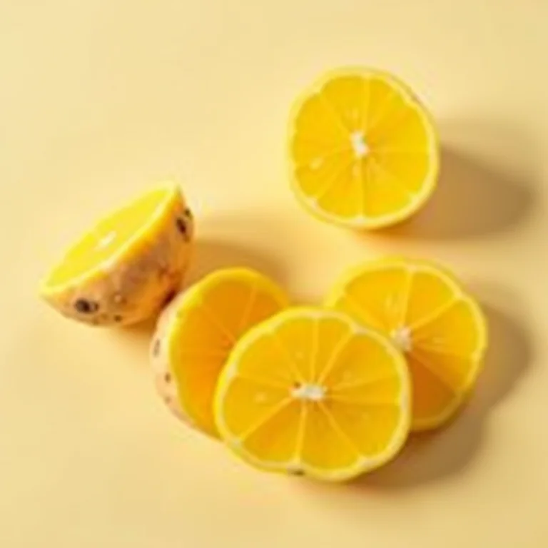 Raiz de gengibre fresca, fatiada e disposta para realçar sua textura e cor.