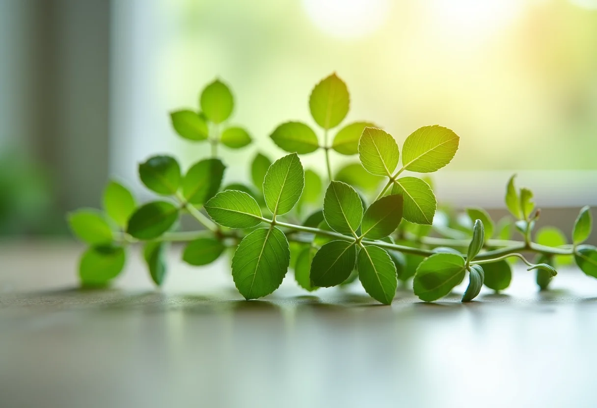 Ramo de poejo fresco em close-up.