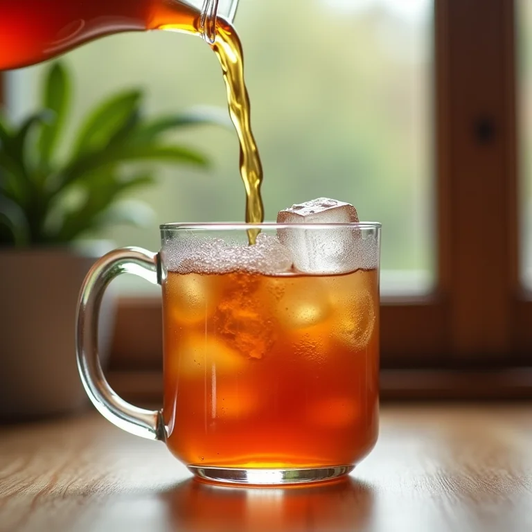 Resfriamento e finalização do chá gelado de castanha.