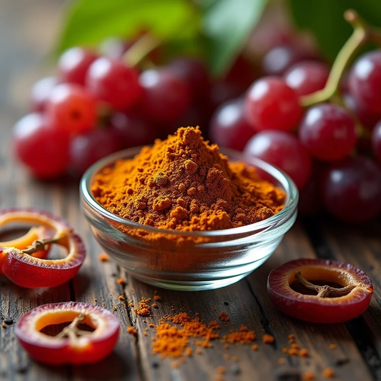 Resveratrol em pó extraído da uva.