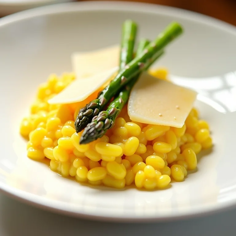 Risoto de açafrão com parmesão e aspargos