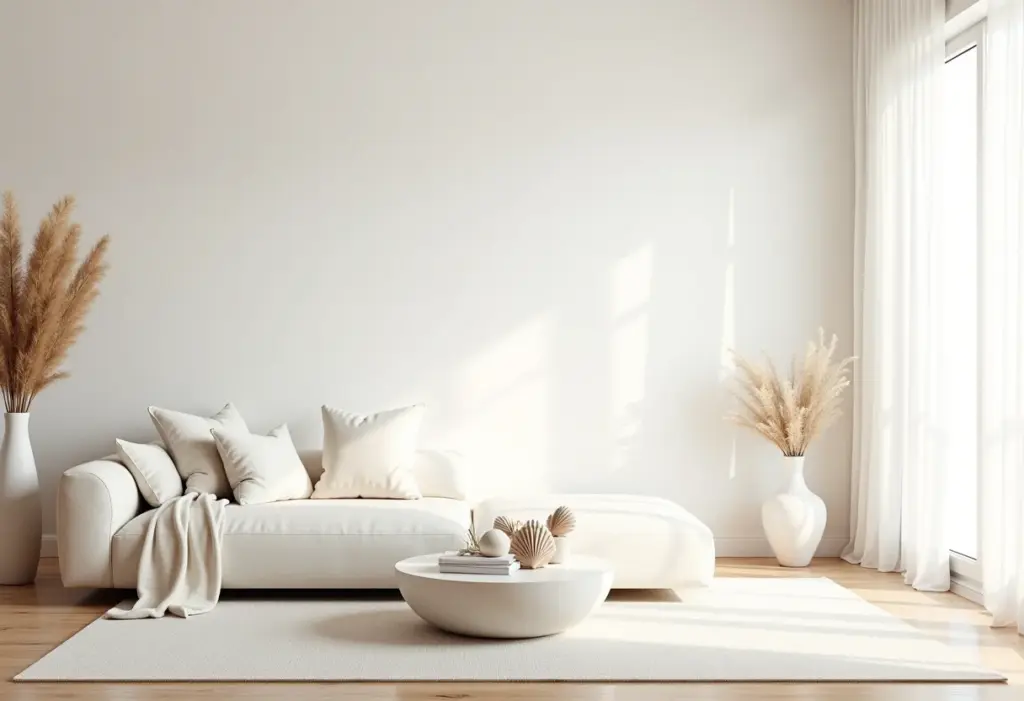 Sala de estar decorada com conchas