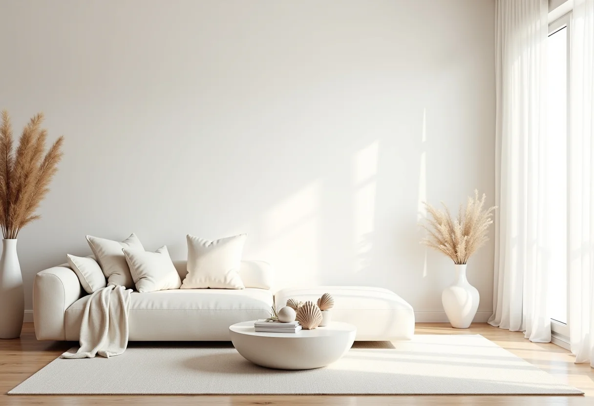 Sala de estar decorada com conchas