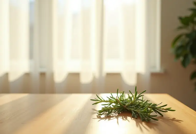 Sala de estar iluminada com arruda e alecrim para afastar energias negativas