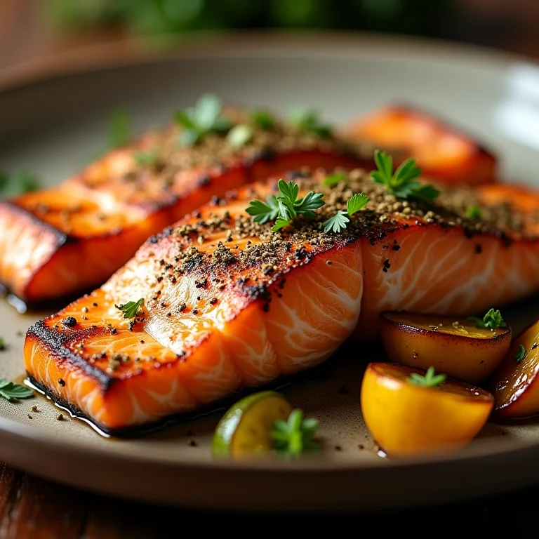 Salmão grelhado com crosta de Tempero Edu Guedes