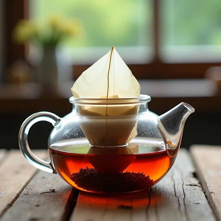 Sedimentos escuros liberados por saquinhos de chá