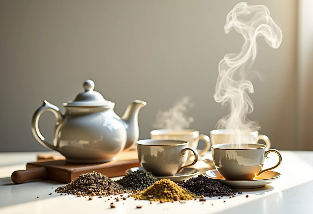 Seleção de chás de alta qualidade em embalagens sofisticadas