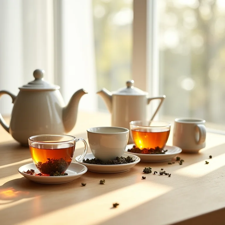 Seleção de chás e acessórios para um ritual de autocuidado.