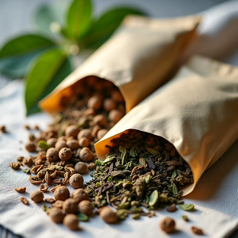 Seleção de diferentes tipos de chás de saquinho com ervas e ingredientes variados.