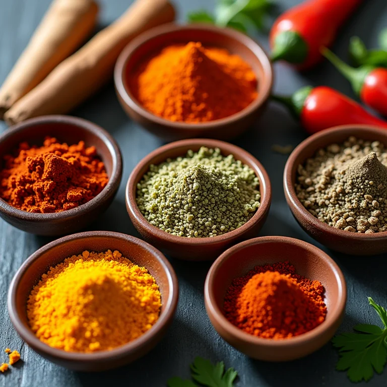 Seleção de especiarias para um sabor profundo.