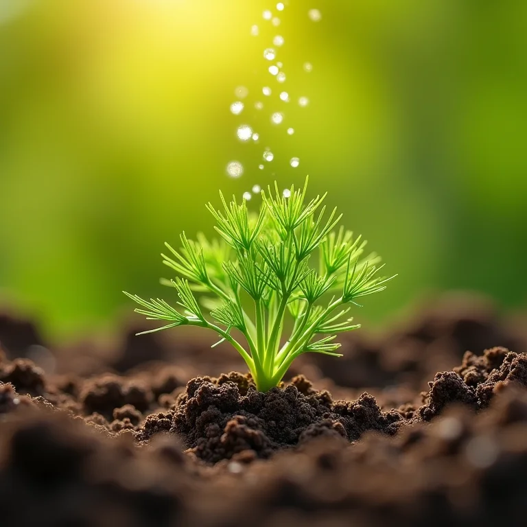 Sementes de endro sendo plantadas.