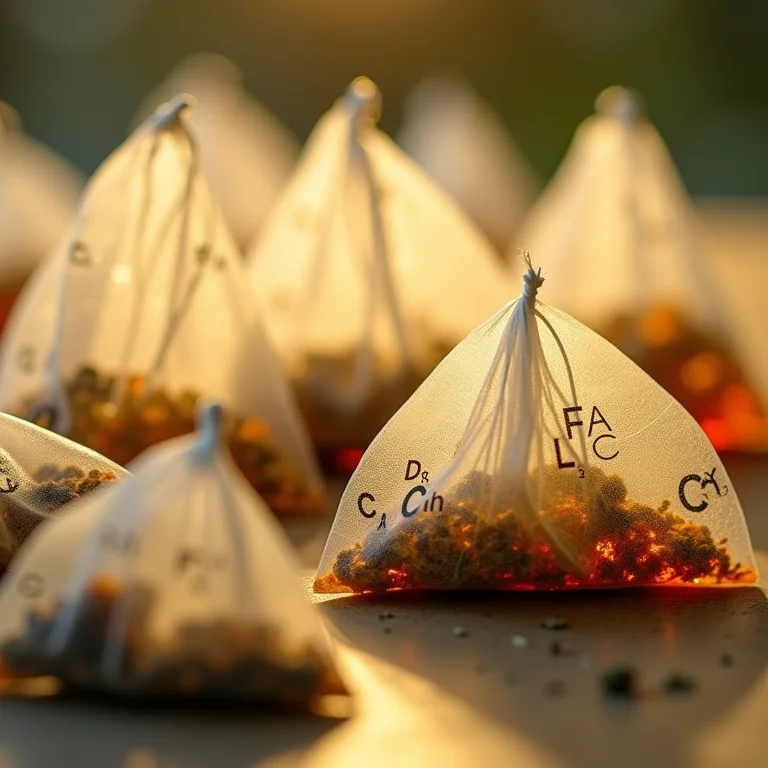 Símbolos químicos em embalagens de chá