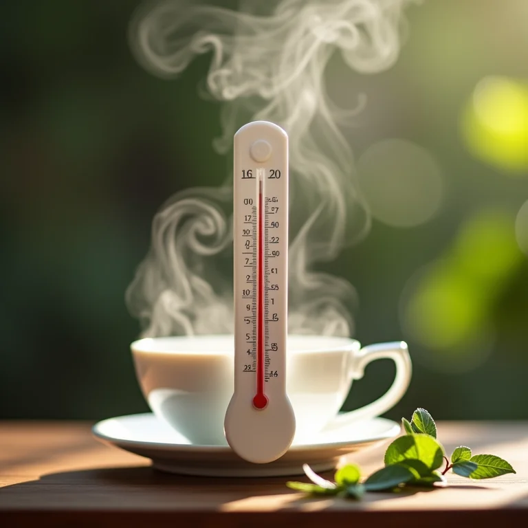 Termômetro medindo a temperatura da água para o preparo do chá.