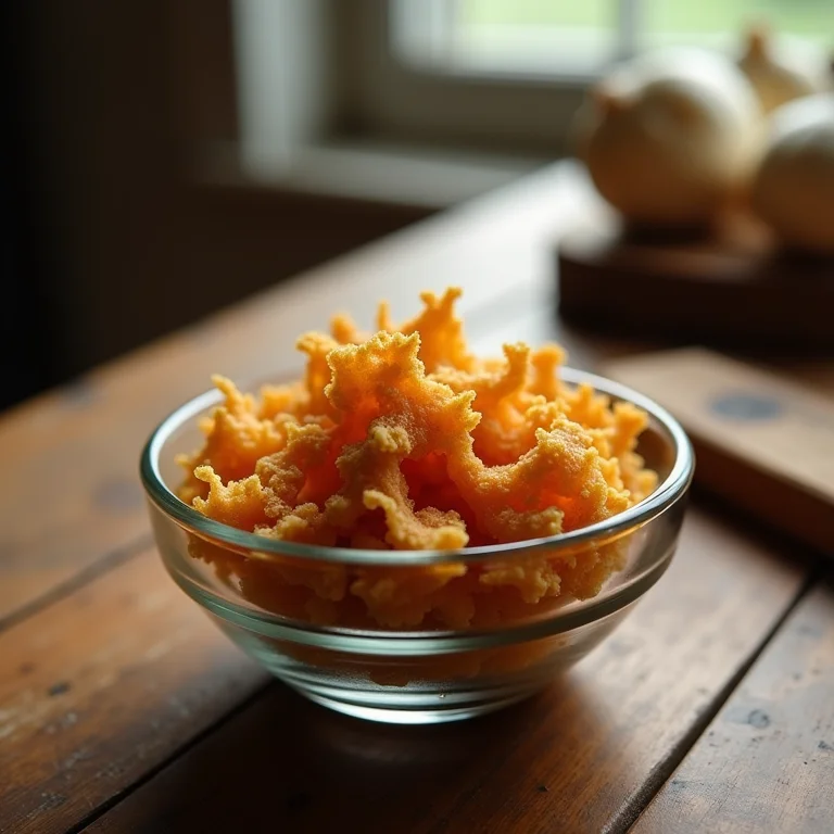 Tigela de alho frito caseiro.