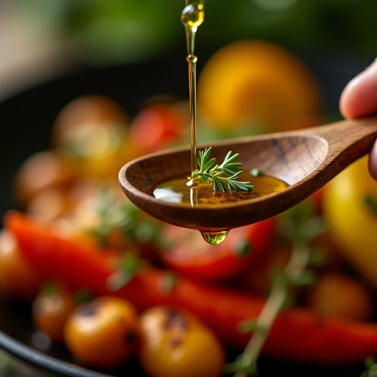 Usos criativos do tomilho no azeite na cozinha.