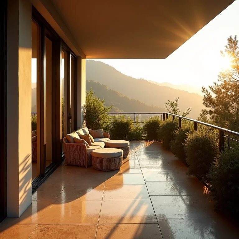 Varanda com iluminação inadequada criando ambiente frio