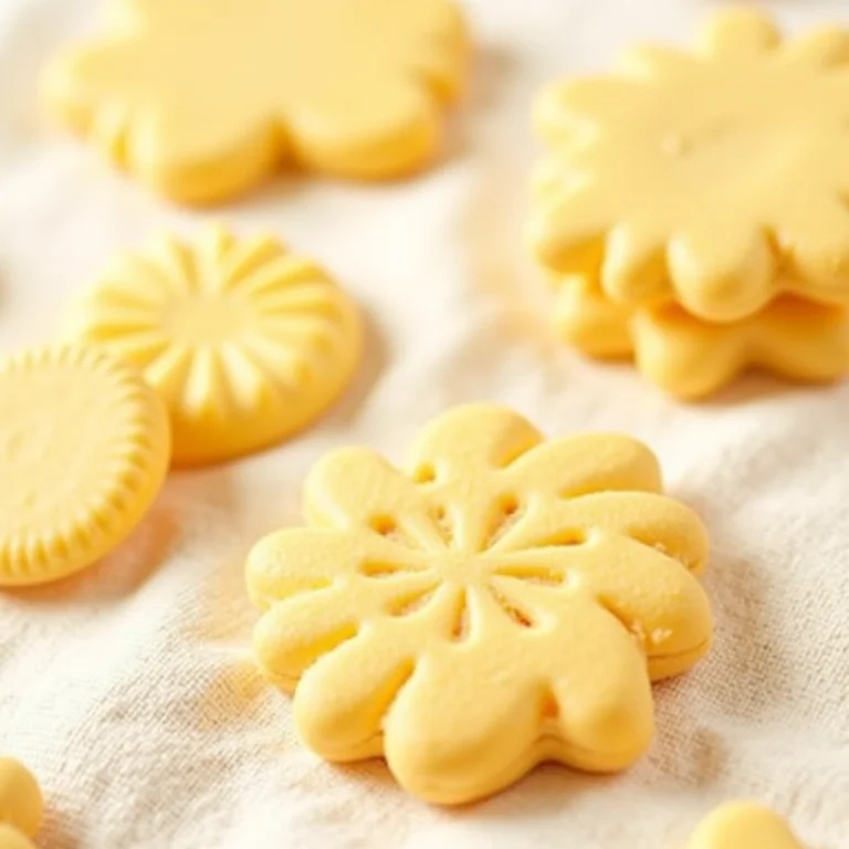 Variedade de biscoitos amanteigados em tecido de linho