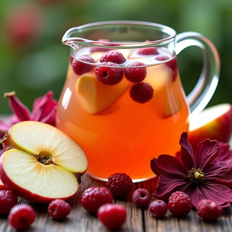 Variedade de chás de frutas e infusões com cores vibrantes.