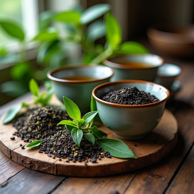 Variedade de chás e murcote para combinação perfeita