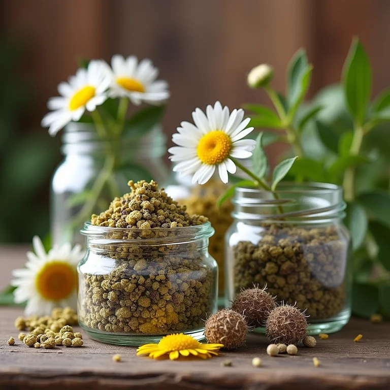 Variedade de ervas secas em potes de vidro.