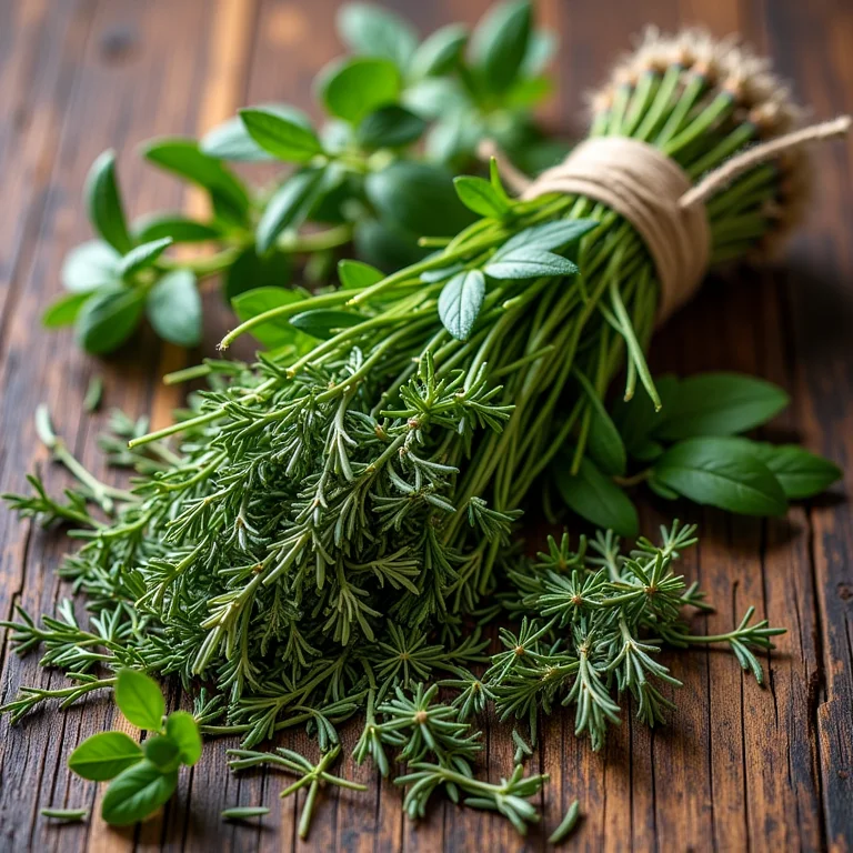 Variedade de ervas secas para chá exibidas em fundo de madeira.