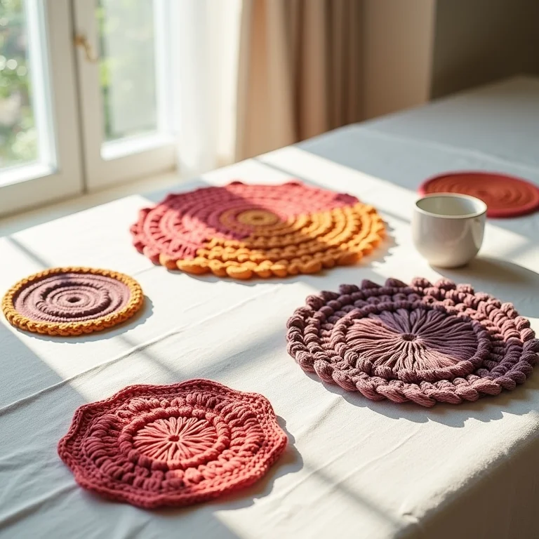 Variedade de linhas e fios para sousplat de crochê