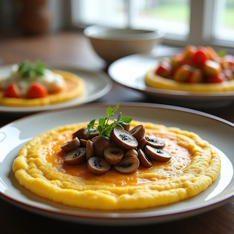 Variedade de pratos de polenta sofisticados