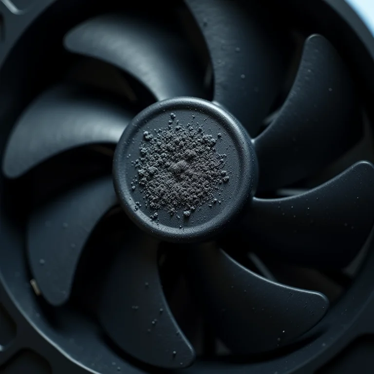 Ventoinha de computador suja com acúmulo de poeira