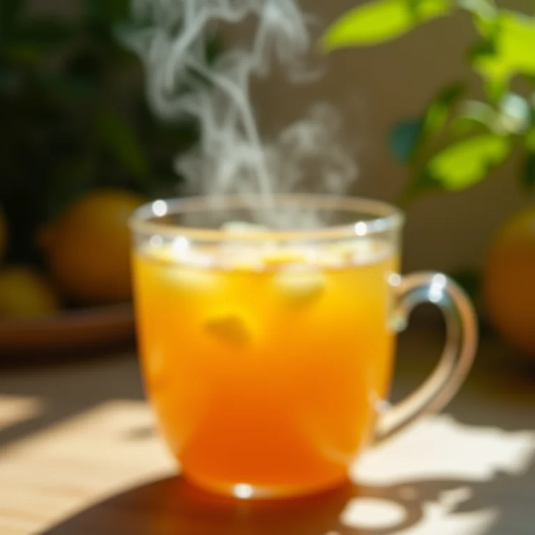 Xícara de chá de abacaxi com limão fumegante