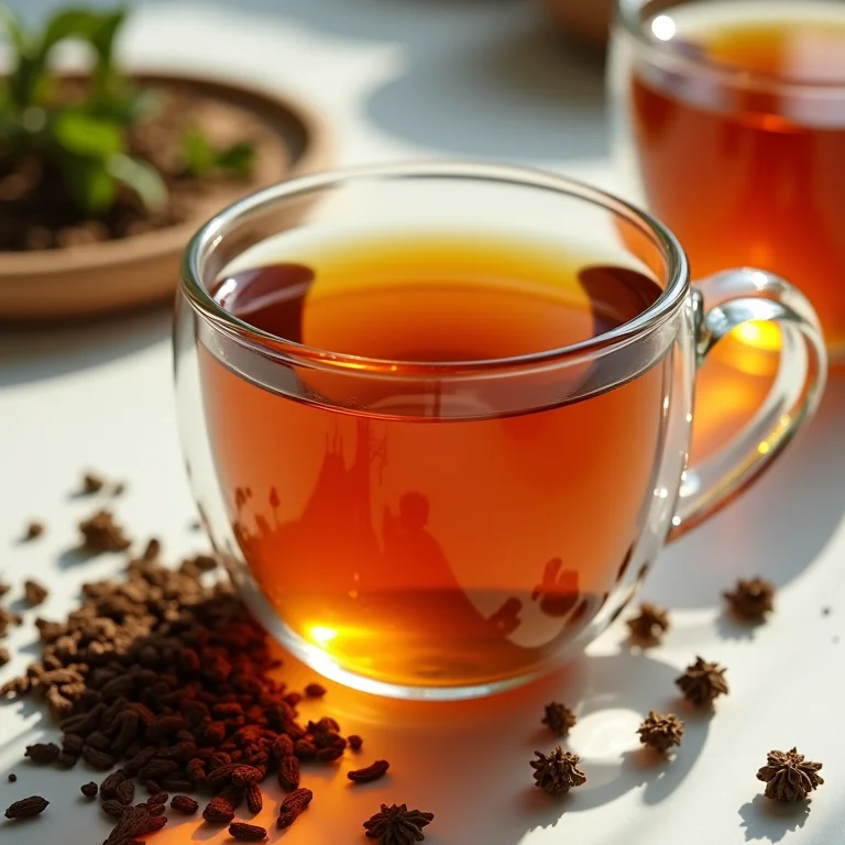 Xícara de chá de alcaçuz com ervas