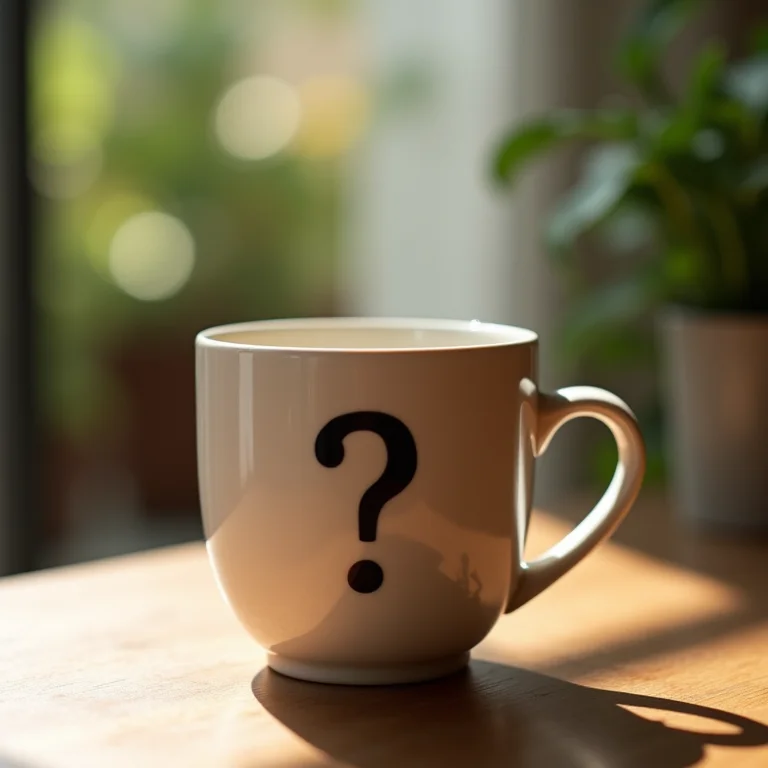 Xícara de chá de boldo com interrogação no fundo.